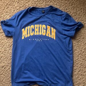 SHEIN Blue Michigan Graphic Tee